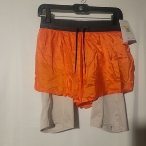 Nike Tech Pack 2 in 1 Orange Gray Running Shorts AQ6442-891 Mens Size Small